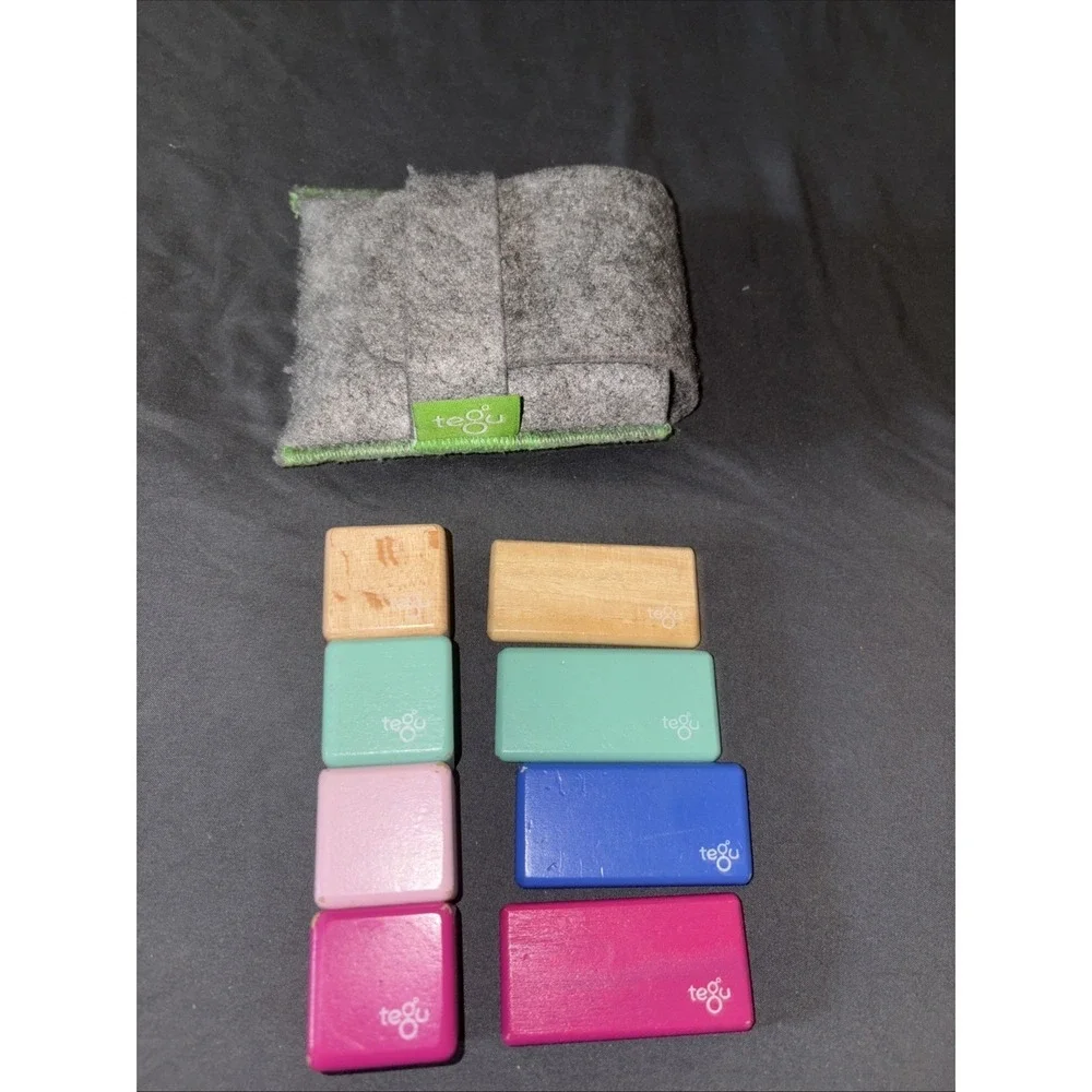 8 Piece Tegu Pocket Pouch Magnetic Wooden Block Set, Nelson